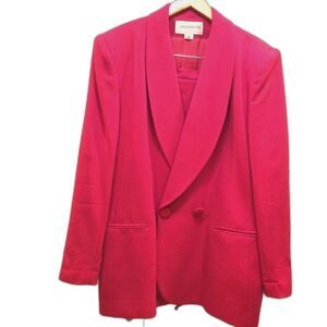 Vintage Jones New York Fushia Wool Crepe Suit  Jacket & Skirt Barbiecore 16